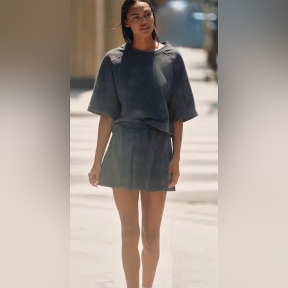 NWT Daily Practice Anthropologie washed sweatshirt and skirt set - small